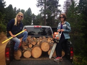 Alison and I harvesting firewood on a pretty day - Colorado