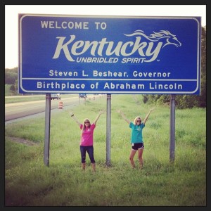 Mom and I excited about reaching Kentucky